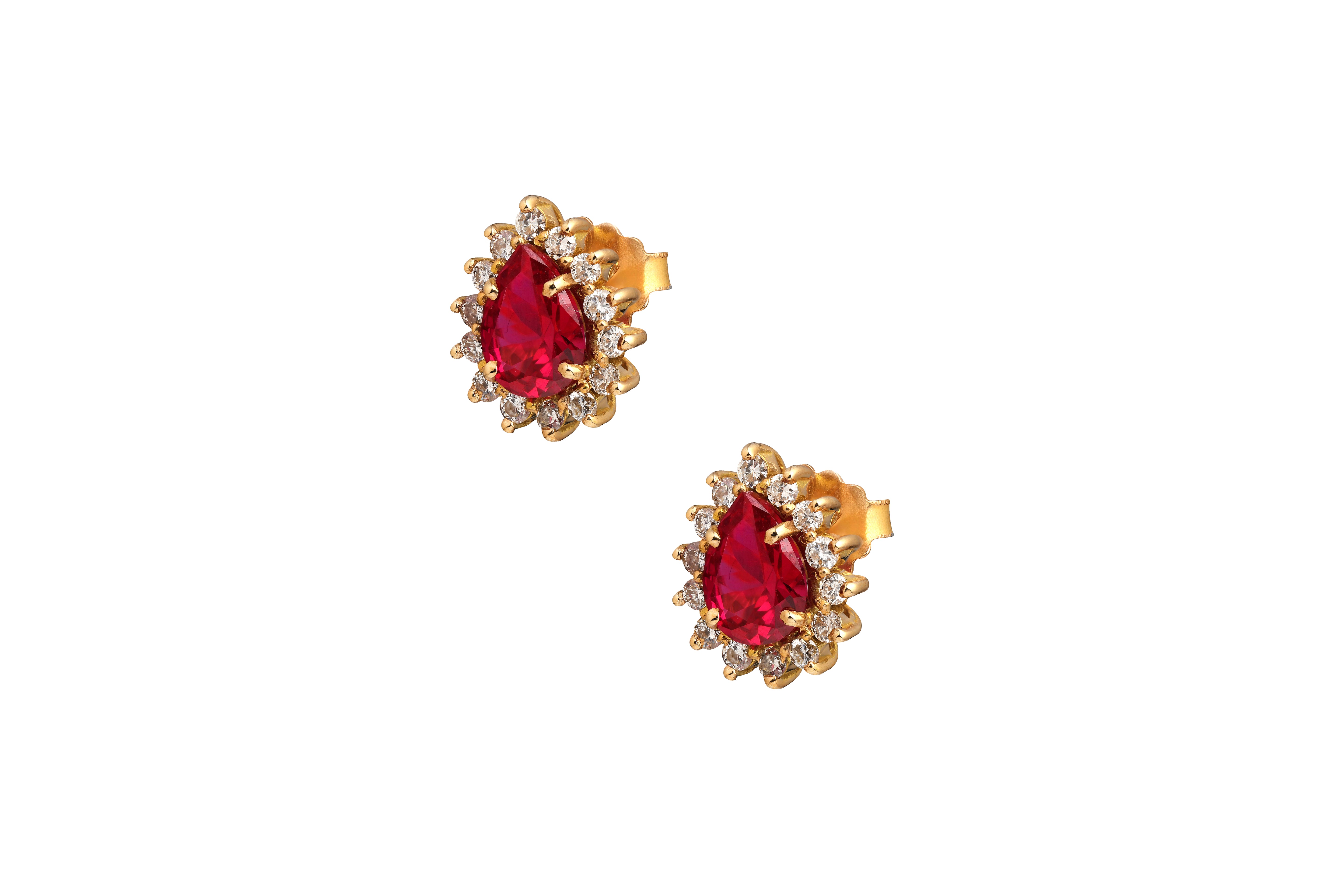 Ruby Red Diamond Earrings