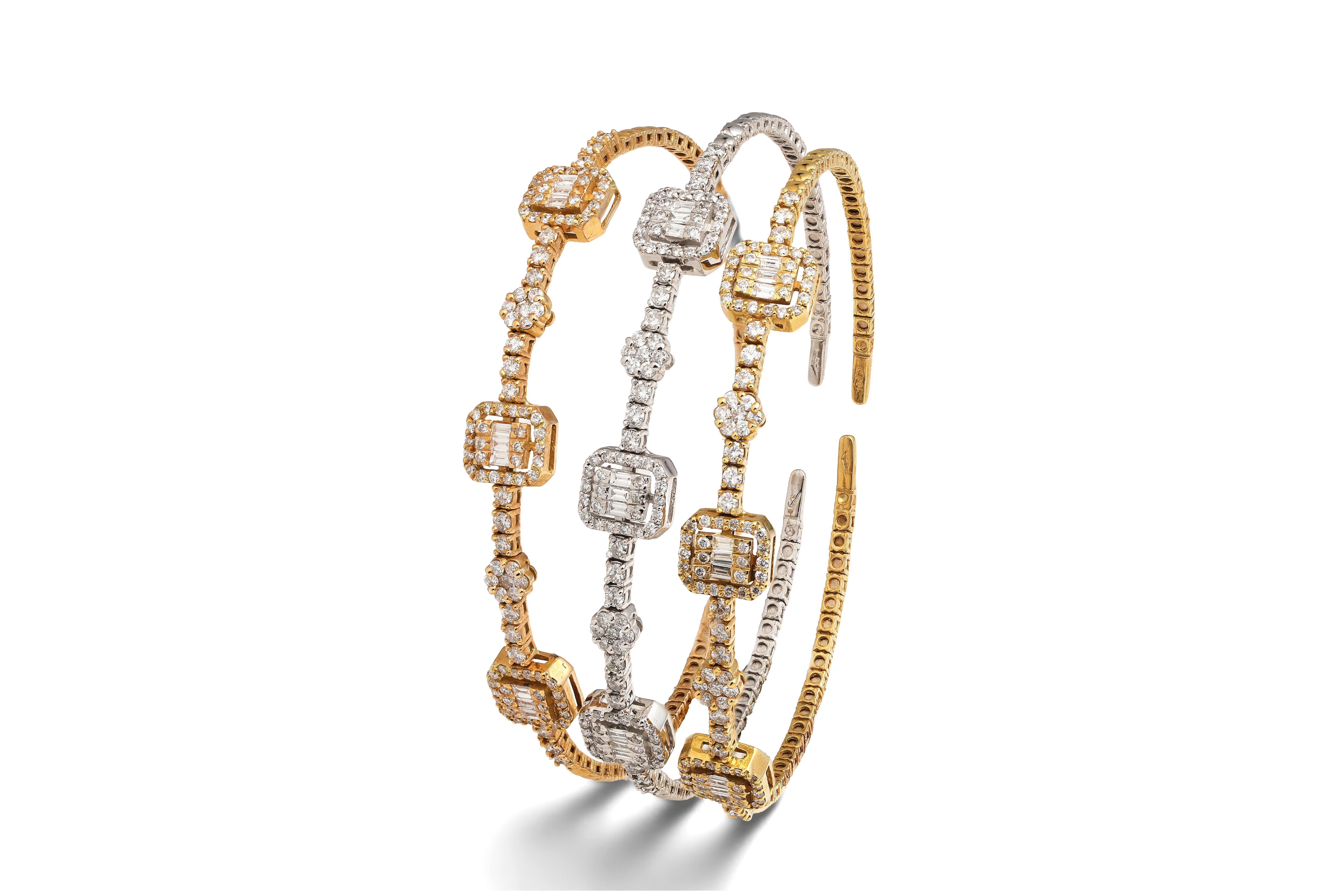 Baguette-Cut Diamond Bangle Bracelet