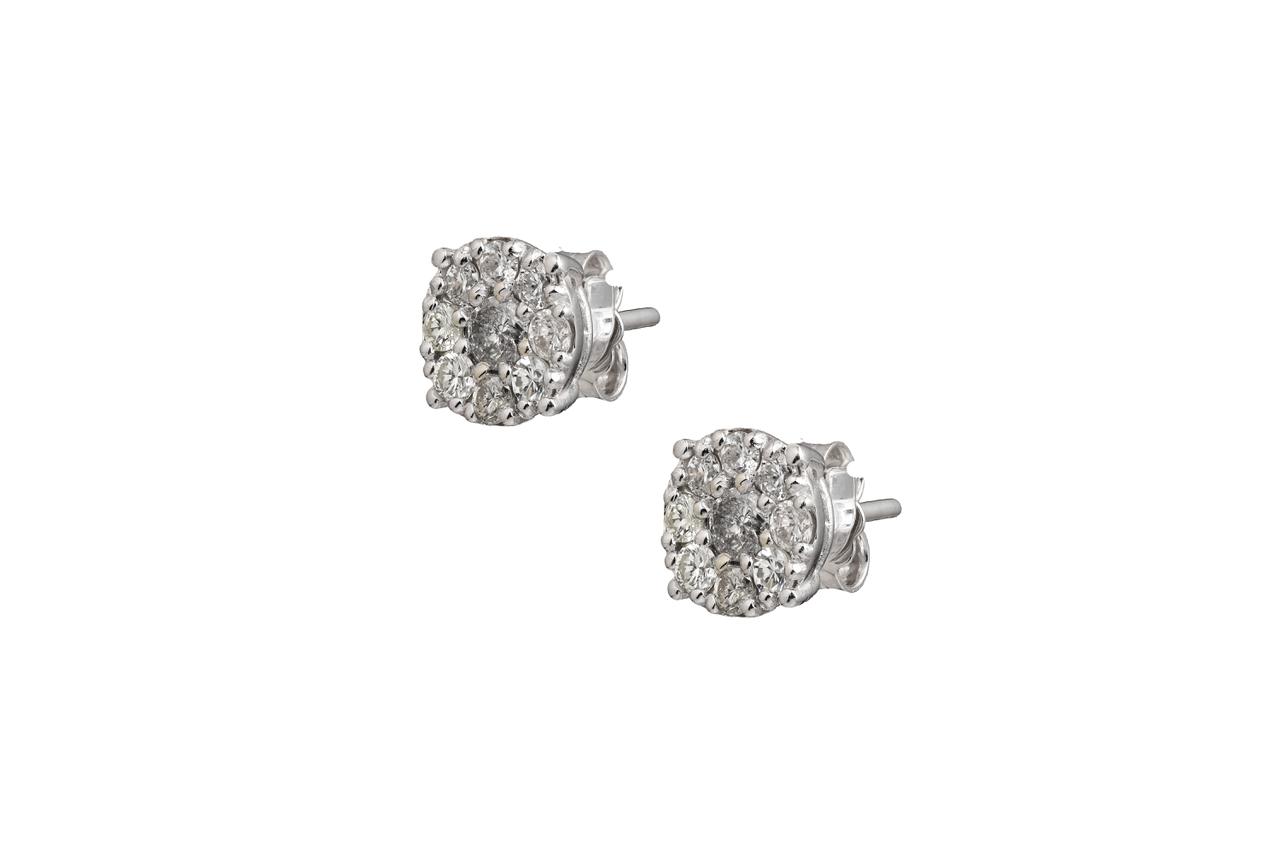 Round Cluster Diamond Earrings