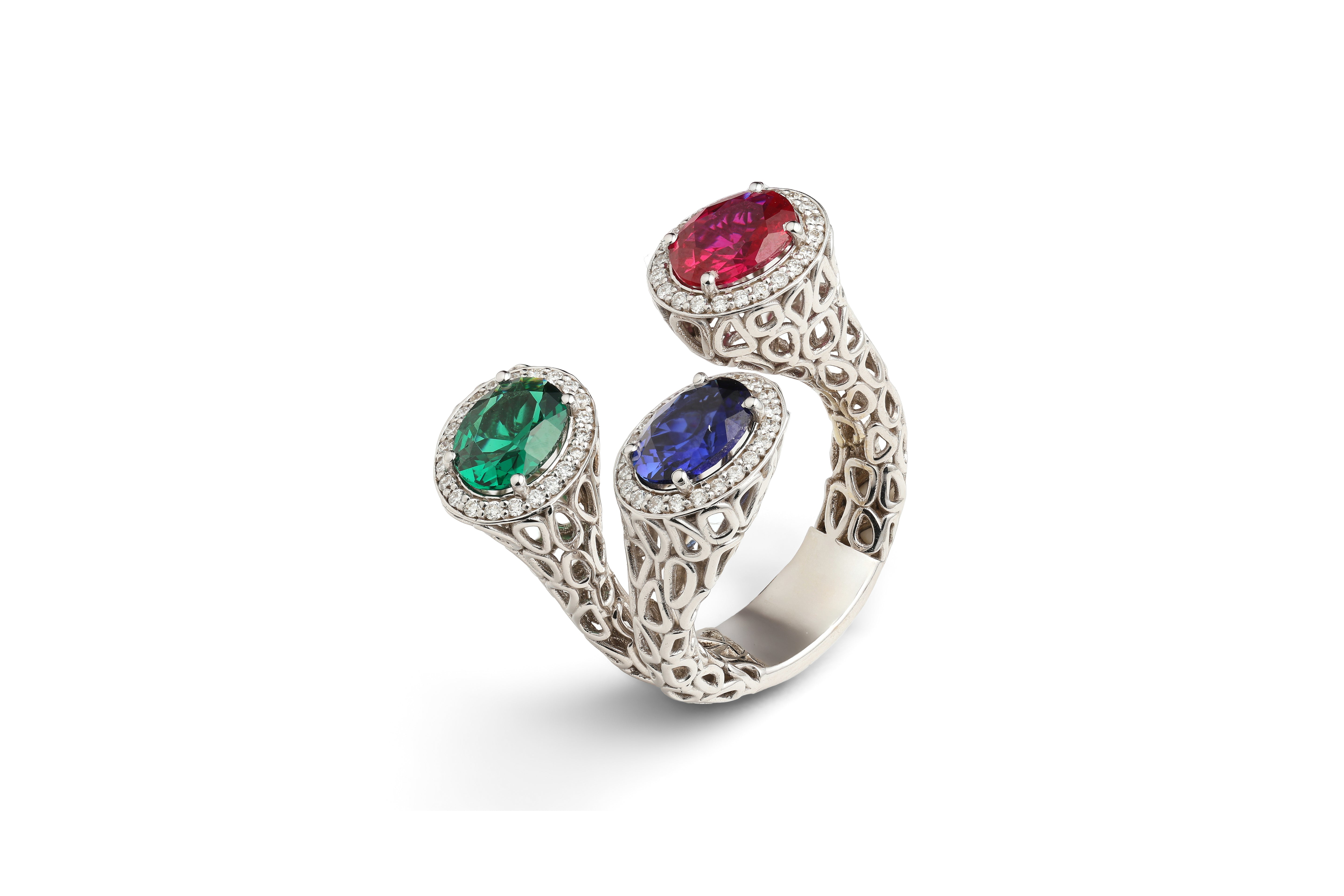 Oval Cut Gemstones Diamond Ring